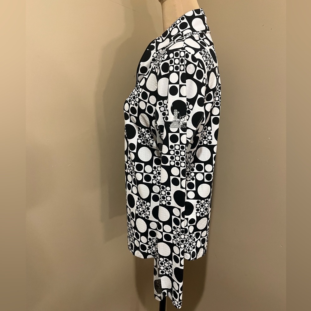 IBKUL Geometric Black and White Long Sleeve 1/4 Zip Golf, medium - Picture 4 of 10